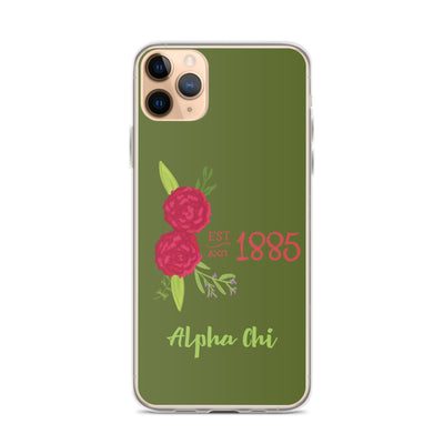 Alpha Chi Omega 1885 Founding Date Olive Green iPhone 11 Pro Max Case