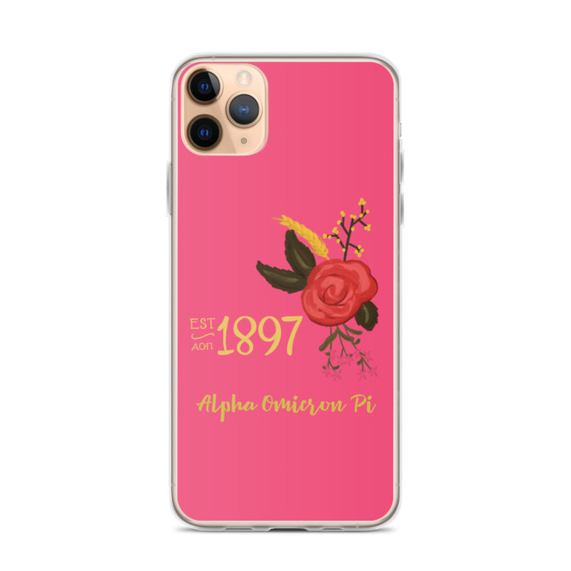 Alpha Omicron Pi 1897 Founders Day Pink iPhone Case