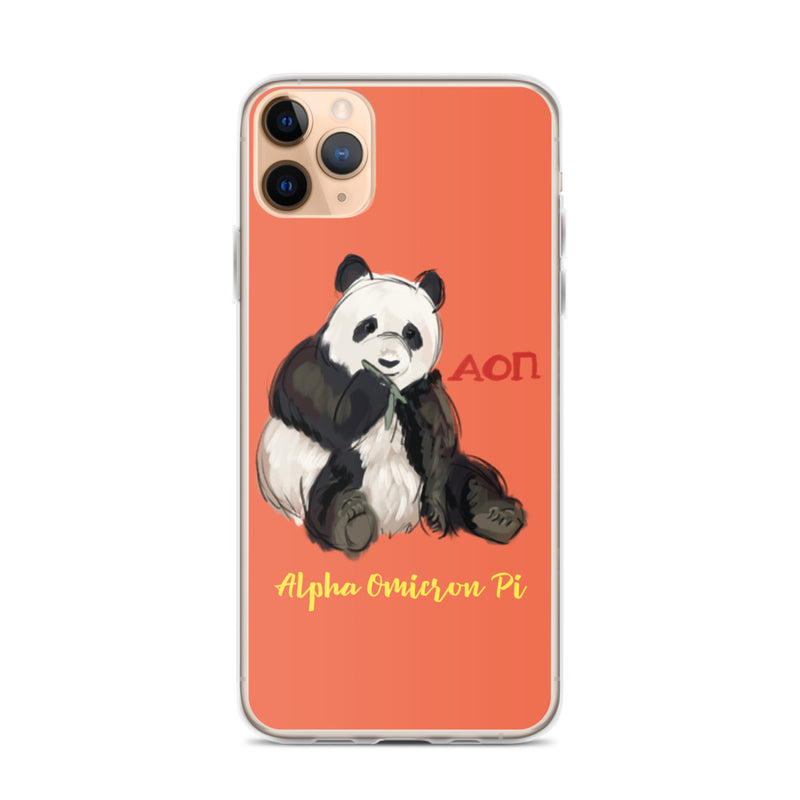 Alpha Omicron Pi Panda Coral iPhone Case