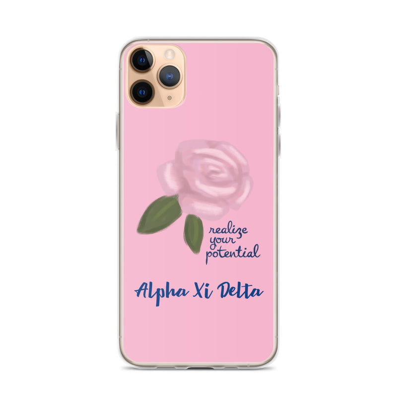 Alpha Xi Delta Realize Your Potential Pink iPhone Case