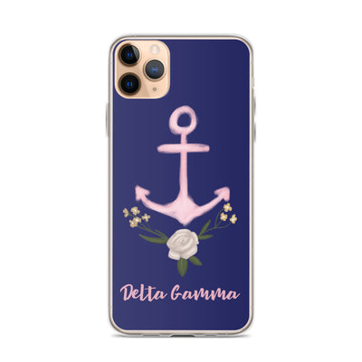 Delta Gamma Pink Anchor Navy Blue iPhone Case