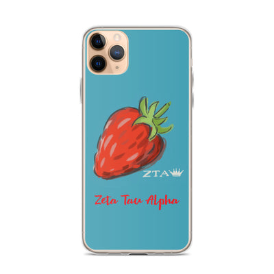 Zeta Tau Alpha Strawberry iPhone Case, Turquoise