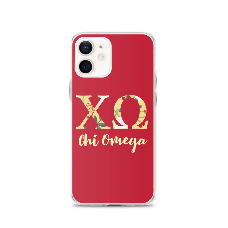 Chi Omega Greek Letters Cardinal Red iPhone Case
