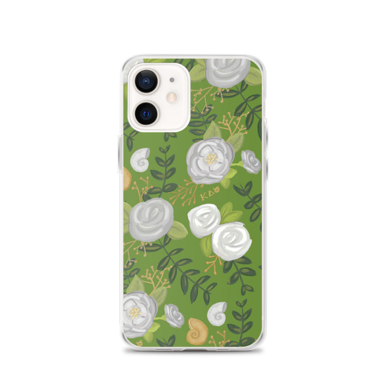 Kappa Delta Green Rose Floral Print iPhone 12 Case