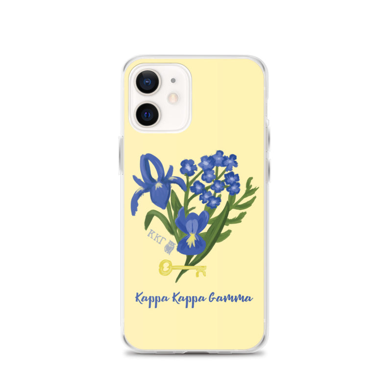 Kappa Kappa Gamma Yellow Fleur de Lis and Key iPhone Case