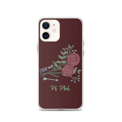 Pi Beta Phi Wine Carnation and Arrow iPhone Case