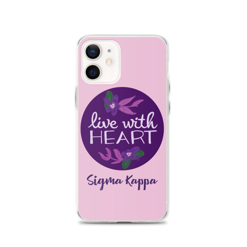 Sigma Kappa Live With Heart Pink iPhone Case