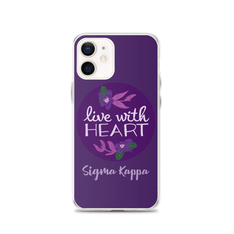 Sigma Kappa Live With Heart Purple iPhone Case