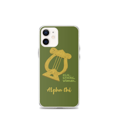 Alpha Chi Omega Real. Strong. Women iPhone Case, Olive Green