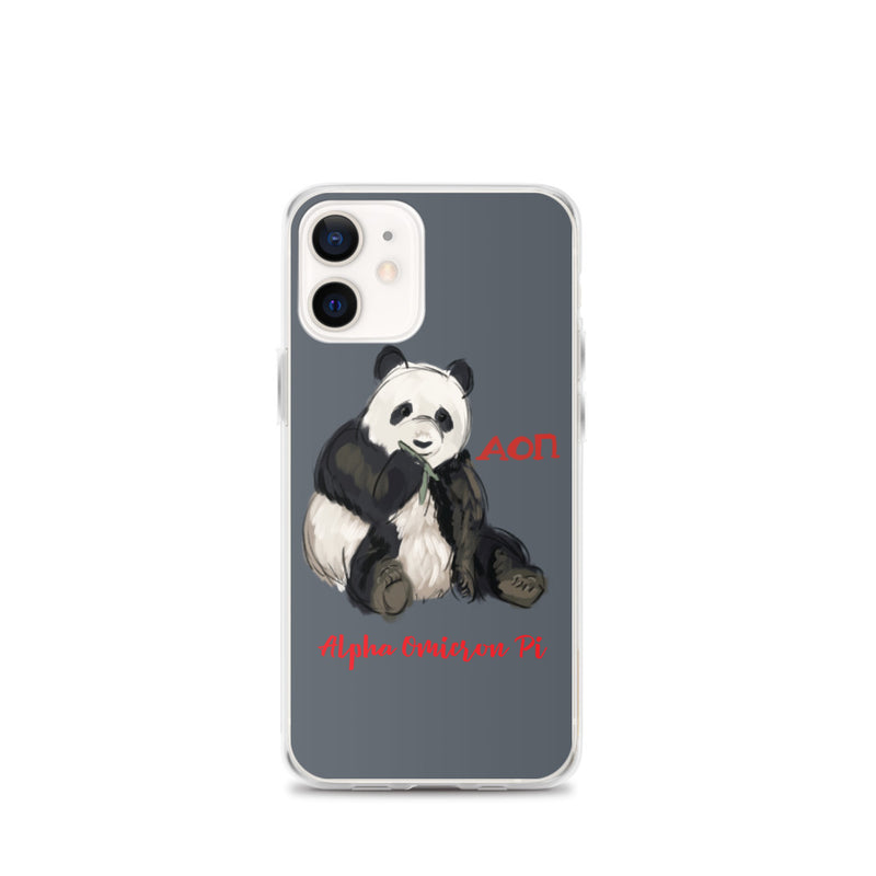 Alpha Omicron Pi Panda Gray iPhone Case