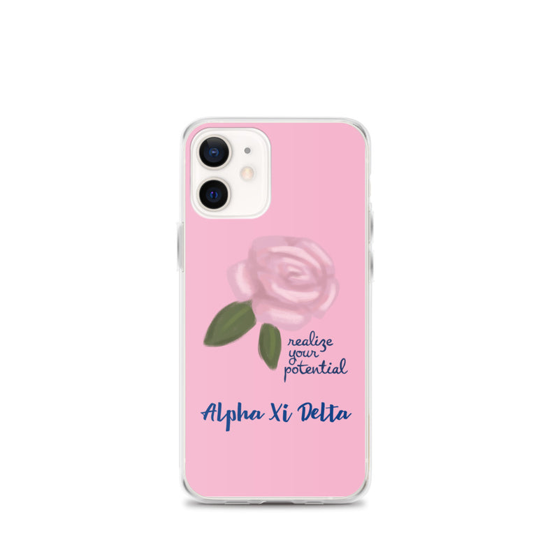 Alpha Xi Delta Realize Your Potential Pink iPhone Case