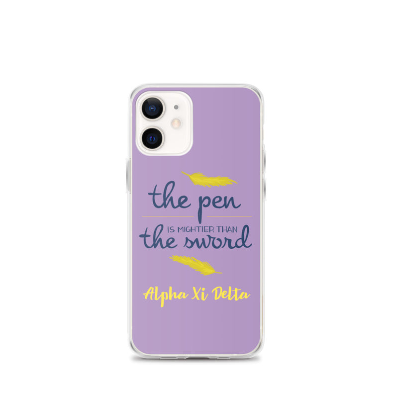 Alpha Xi Delta Pen is Mightier Purple iPhone Case