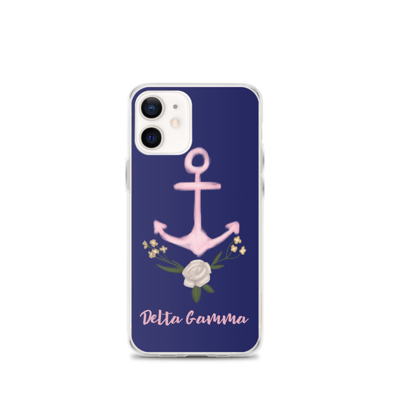 Delta Gamma Pink Anchor Navy Blue iPhone Case
