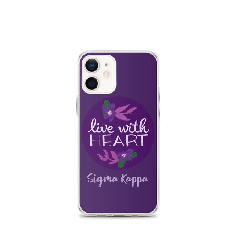 Sigma Kappa Live With Heart Purple iPhone Case