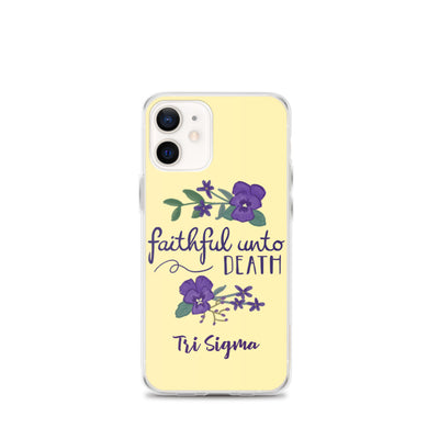 Tri Sigma Faithful Unto Death Pale Yellow iPhone Case