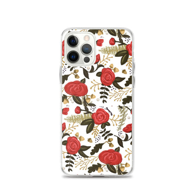 Alpha Gamma Delta Red Rose Floral Print White iPhone 12 Pro Case