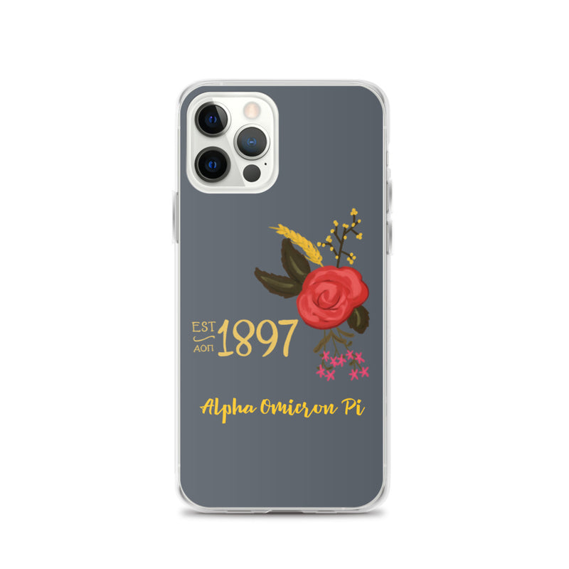 Alpha Omicron Pi 1897 Founders Day Gray iPhone Case