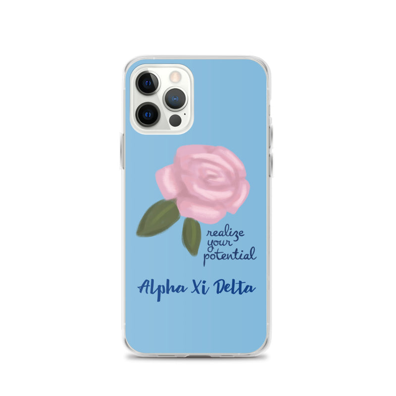 Alpha Xi Delta Realize Your Potential Blue iPhone Case