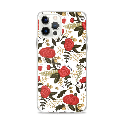 Alpha Gamma Delta Red Rose Floral Print White iPhone 12 Pro Max Case