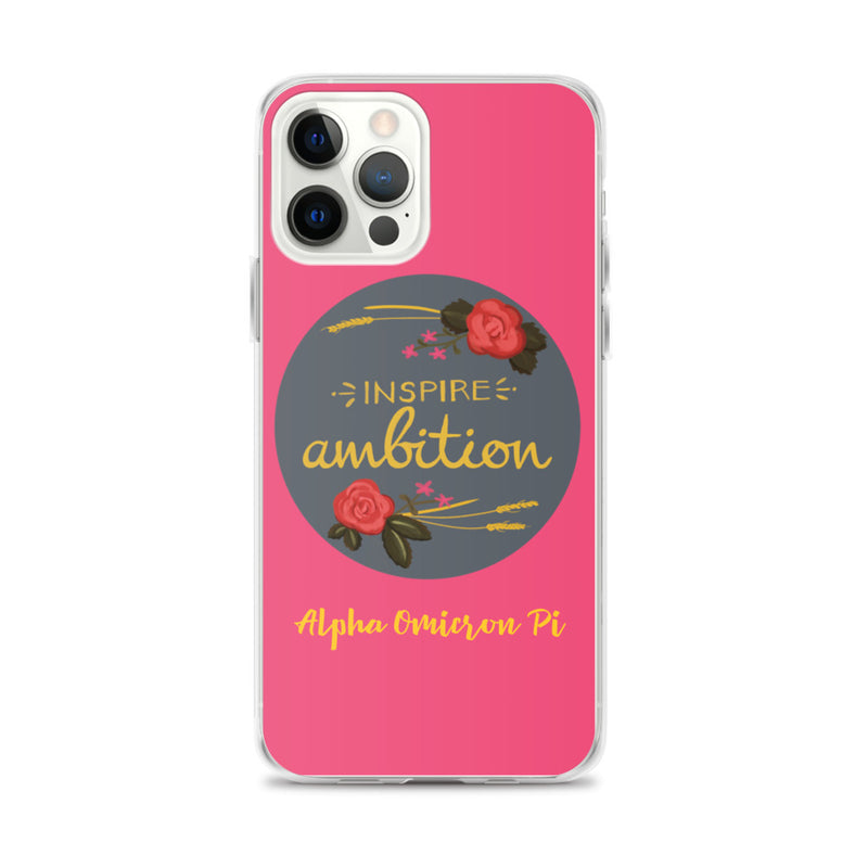 Alpha Omicron Pi Inspire Ambition Pink iPhone Case