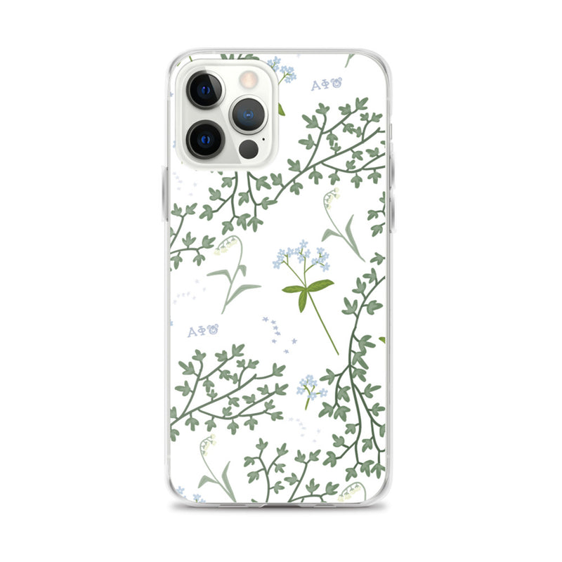 Alpha Phi Floral Print iPhone Case, White