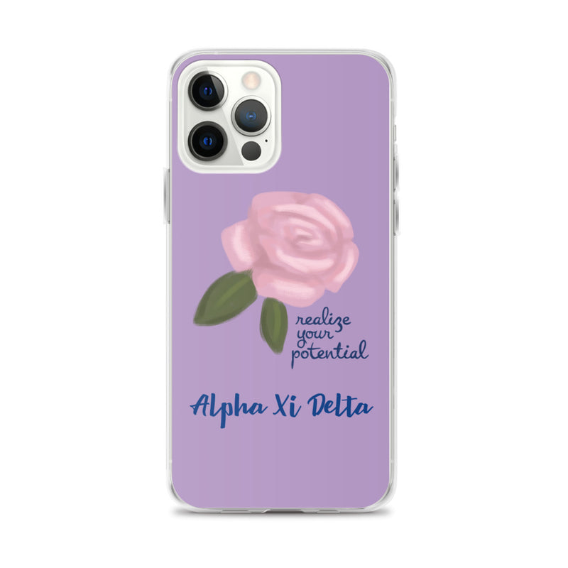 Alpha Xi Delta Realize Your Potential Purple iPhone Case