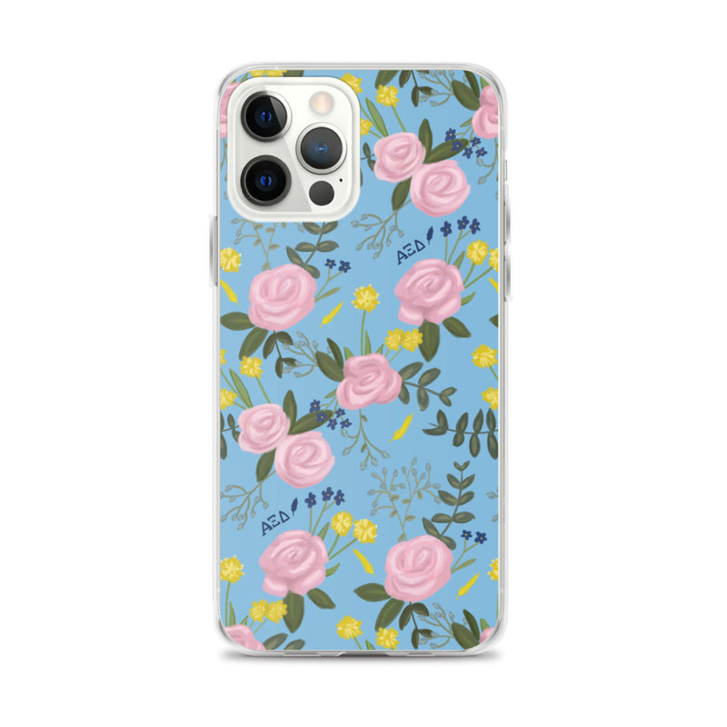 Alpha Xi Delta Blue Floral iPhone Case