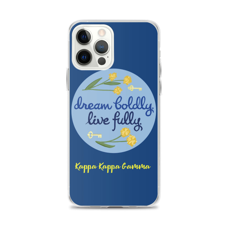 Kappa Kappa Gamma Dream Boldly. Live Fully. Navy Blue iPhone Case