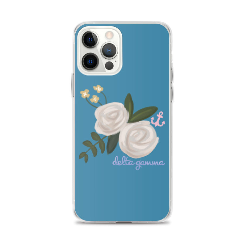 Delta Gamma Rose and Anchor Turquoise iPhone Case