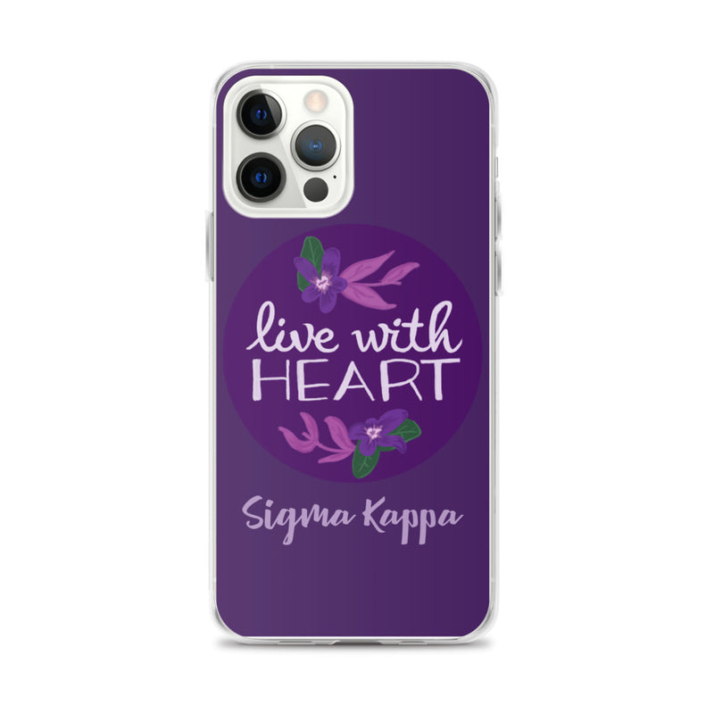 Sigma Kappa Live With Heart Purple iPhone Case