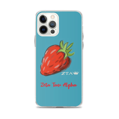 Zeta Tau Alpha Strawberry iPhone Case, Turquoise
