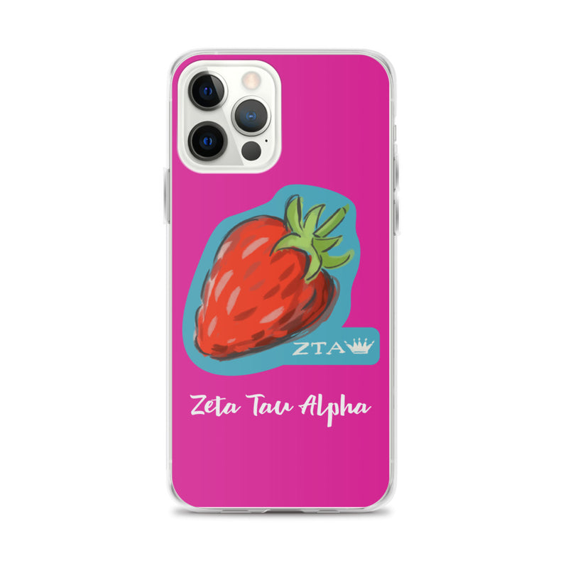 Zeta Tau Alpha Strawberry iPhone Case, Pink