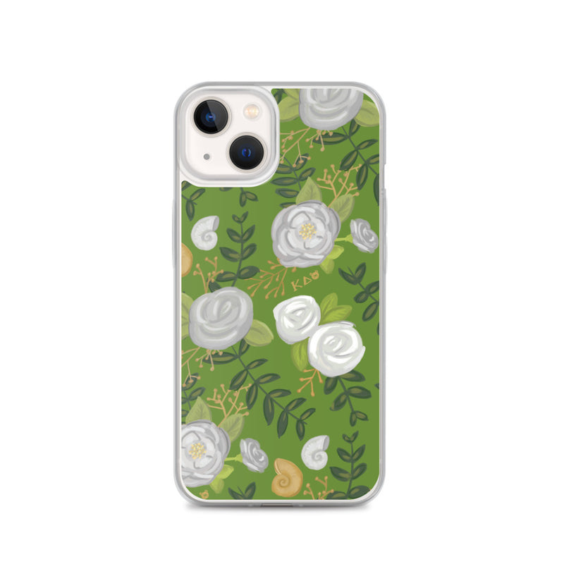 Kappa Delta Green Rose Floral Print iPhone 13 Case