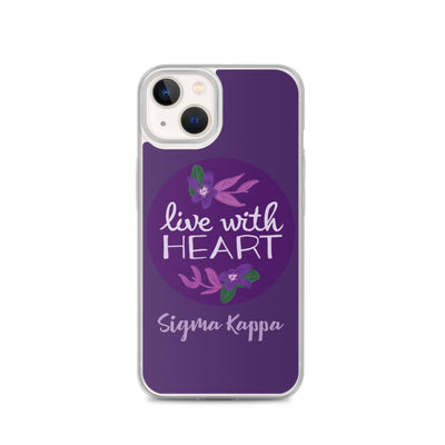 Sigma Kappa Live With Heart Purple iPhone Case