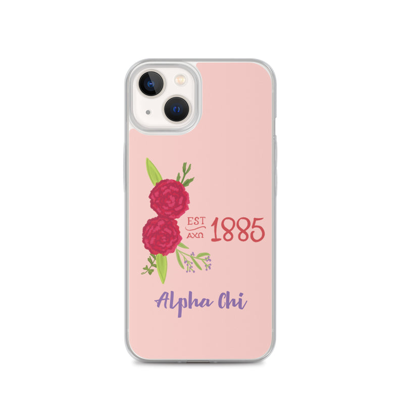Alpha Chi Omega 1885 Founding Year Pink iPhone Case