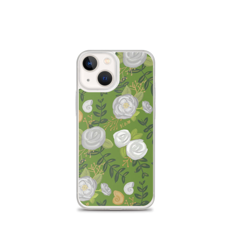 Kappa Delta Green Rose Floral Print iPhone Case