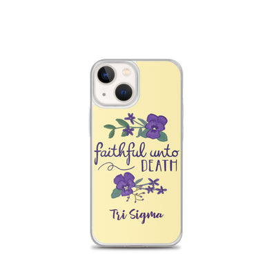 Tri Sigma Faithful Unto Death Pale Yellow iPhone Case