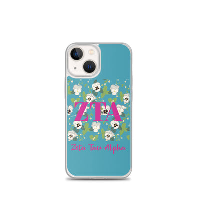 Zeta Tau Alpha Greek Letters Turquoise iPhone Case