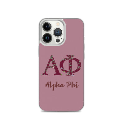 Alpha Phi Greek Letters Rosy iPhone Case