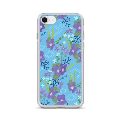 ADII blue woodland violet floral pattern iPhone case.