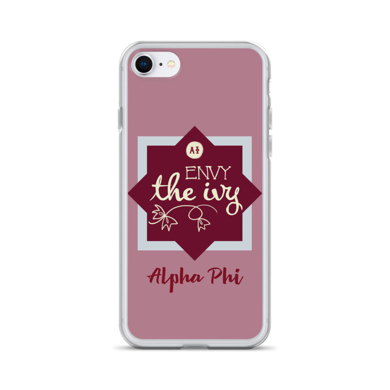 Alpha Phi "Envy the Ivy" iPhone case in Dusty Rose