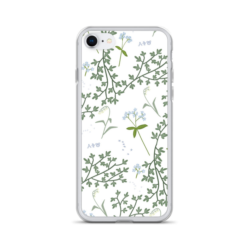 Alpha Phi White Floral Pattern iPhone Case