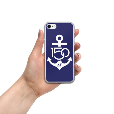 Delta Gamma 150th Anniversary Limited Edition iPhone Case in Navy blue and white on iPhone 7 and 8