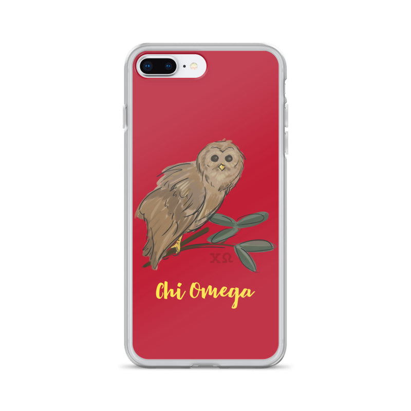 Chi Omega Cardinal Red Owl iPhone Case