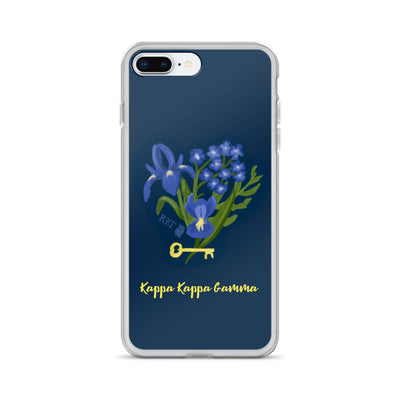 Kappa Kappa Gamma Fleur de Key iPhone Case, Dark Blue in iPhone 7 Plus, 8 Plus