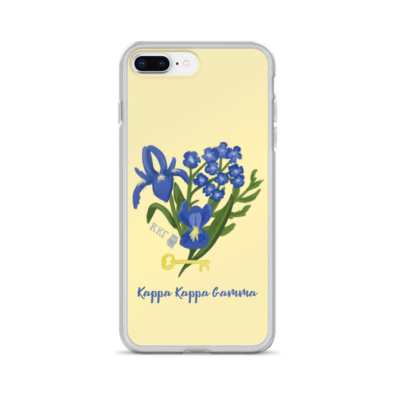 Kappa Kappa Gamma Yellow Fleur de Key iPhone Case on iPhone 7 Plus, 8 Plus