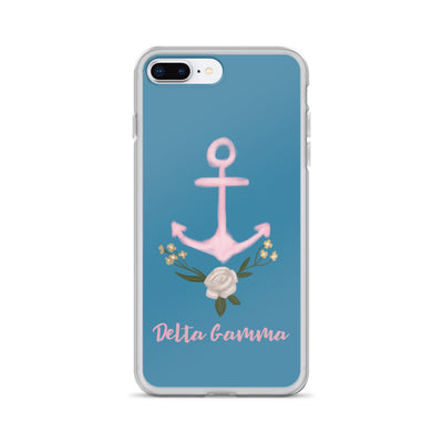 Delta Gamma iphone case with Pink Anchor for iPhone 7 plus or 8 plus. 
