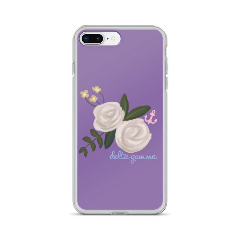 Delta Gamma Rose and Anchor Purple iPhone Case