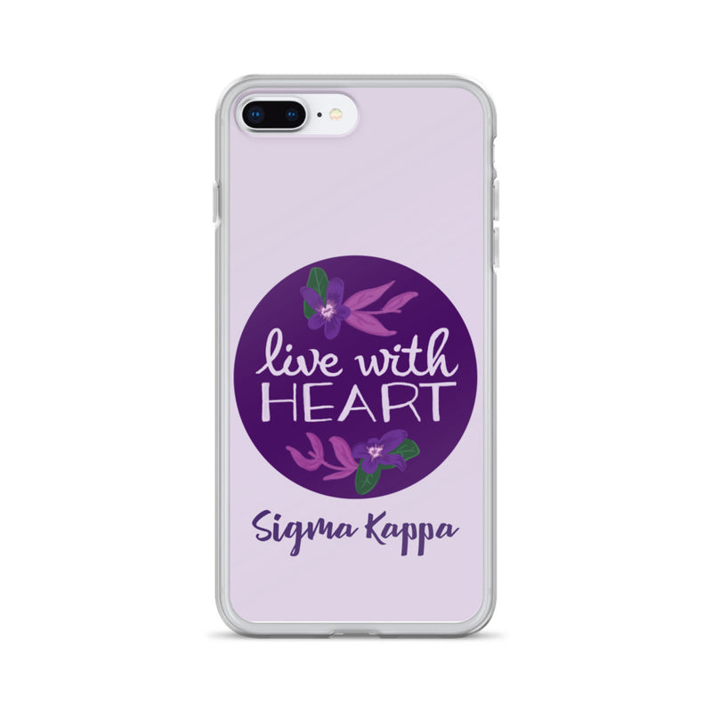 Sigma Kappa Live With Heart Lavender iPhone Case