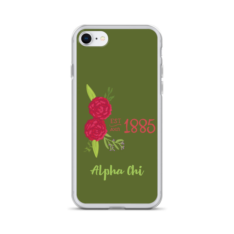 Alpha Chi Omega 1885 Founding Date olive green iPhone SE case